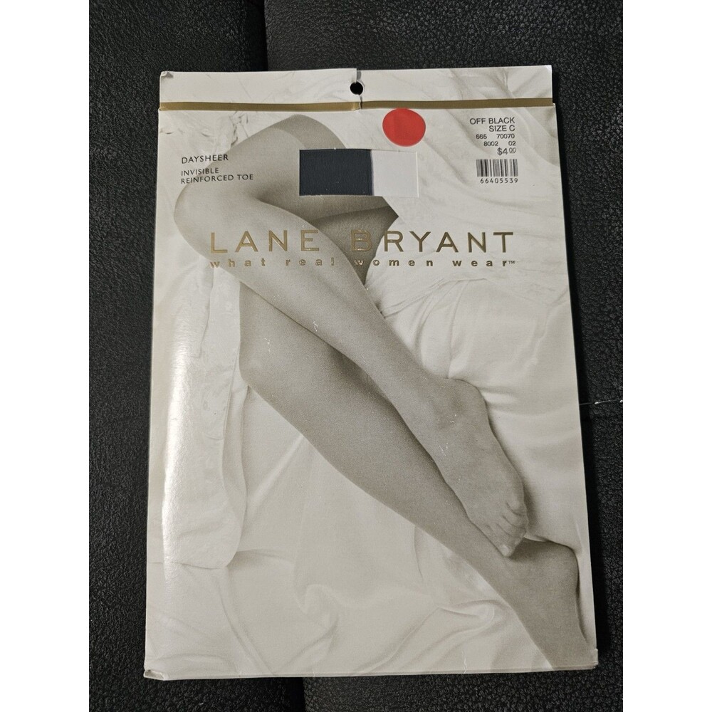 Lane Bryant Plus Off Black Size C Hosiery NOS Invisible Reinforced Toe Daysheer